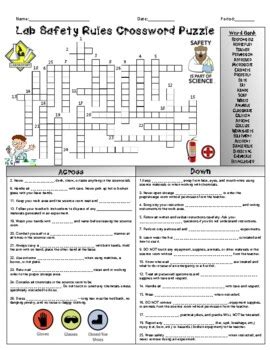 Lab safety rules crossword puzzle answers. Things To Know About Lab safety rules crossword puzzle answers. 